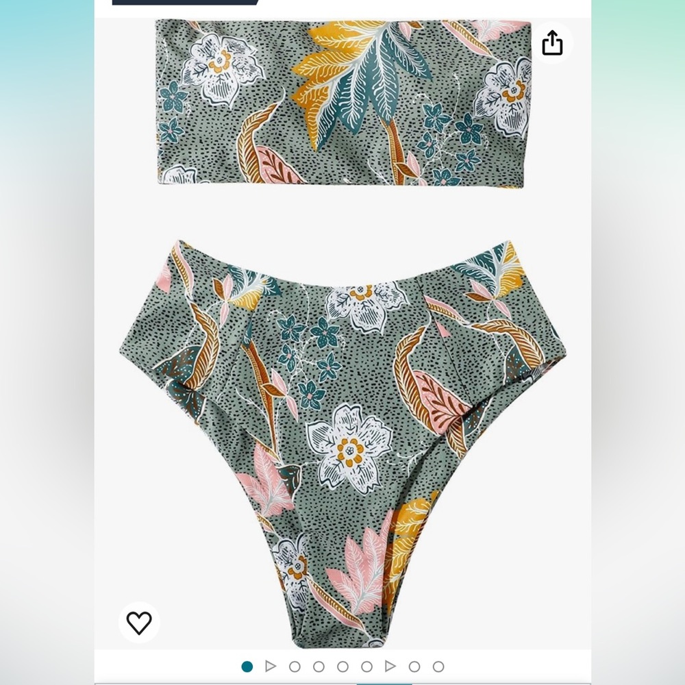 Women's 2 Pieces Bandeau Bikini Swimsuits / High Waist Bathing Suit / High Cut